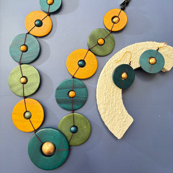 Teal Wood Unity Necklace