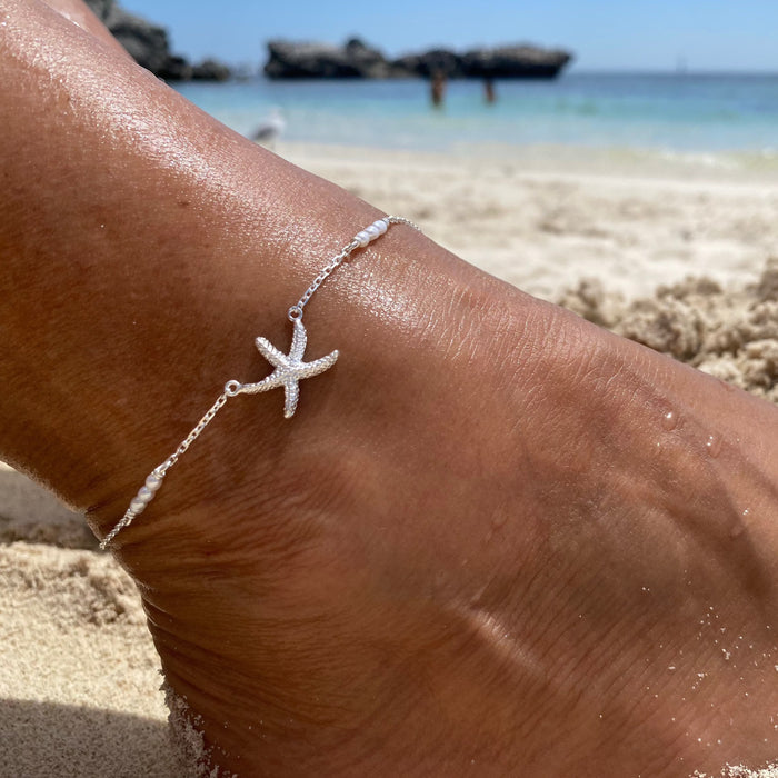 beach jewellery silver STARFISH ANKLET