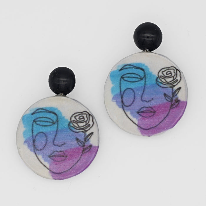 Abstract Face Decoupage Earrings - Sylca Designs - Chunky Jewelry