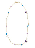 Agate Amethyst Multi Gemstone Station Necklace RN025