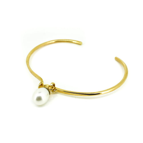 aleisha pearl cuff gold vermeil open bangle freshwater pearl coastal jewellery australia