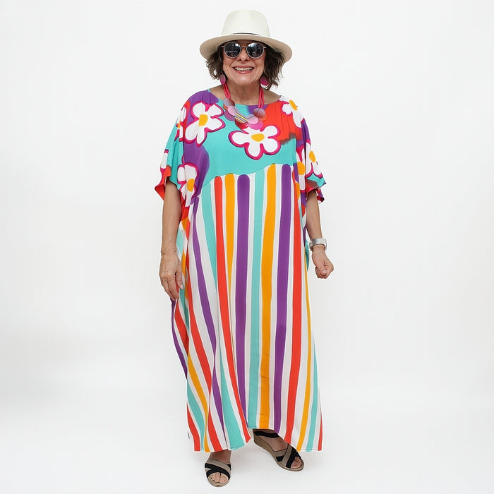 All the Flowers Bright Colored Kaftan - Sylca Designs - Chunky Jewelry