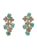 Amazonite Flower Setting Statement Earrings PE014