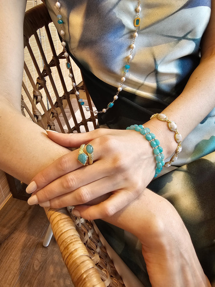 Amazonite Stone Open Ring PR011