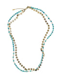 Amazonite With Flower Chain Double Layers Necklace PN016