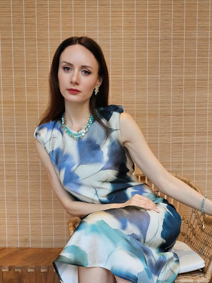 Amazonite With Flower Chain Double Layers Necklace PN016