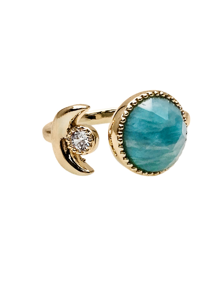 Amazonite With Zircon Open Ring PR009