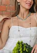 Amethyst Amazonite & Pearl Long Station Necklace RN001