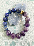 Amethyst And Blue Lapis Chunky men's Bracelet MEB24
