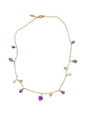 Amethyst and Freshwater Pearl Delicate Charm Necklace LN016 - FARRA