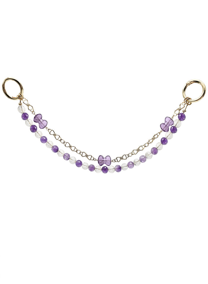 Amethyst And Quartz With Bowknot Amethyst Layers Bag Charm