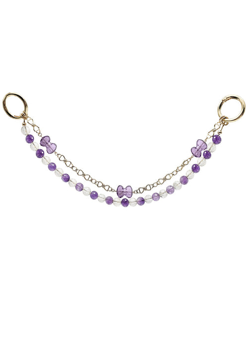 Amethyst And Quartz With Bowknot Amethyst Layers Bag Charm