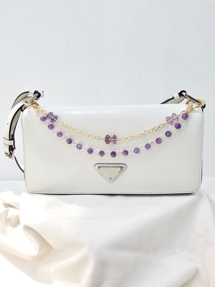 Amethyst And Quartz With Bowknot Amethyst Layers Bag Charm
