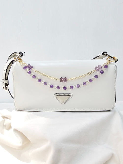Amethyst And Quartz With Bowknot Amethyst Layers Bag Charm