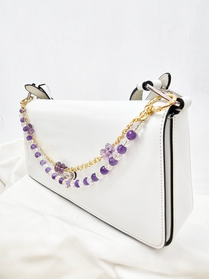 Amethyst And Quartz With Bowknot Amethyst Layers Bag Charm