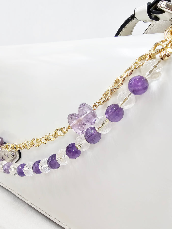 Amethyst And Quartz With Bowknot Amethyst Layers Bag Charm
