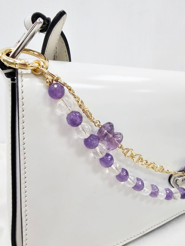 Amethyst And Quartz With Bowknot Amethyst Layers Bag Charm