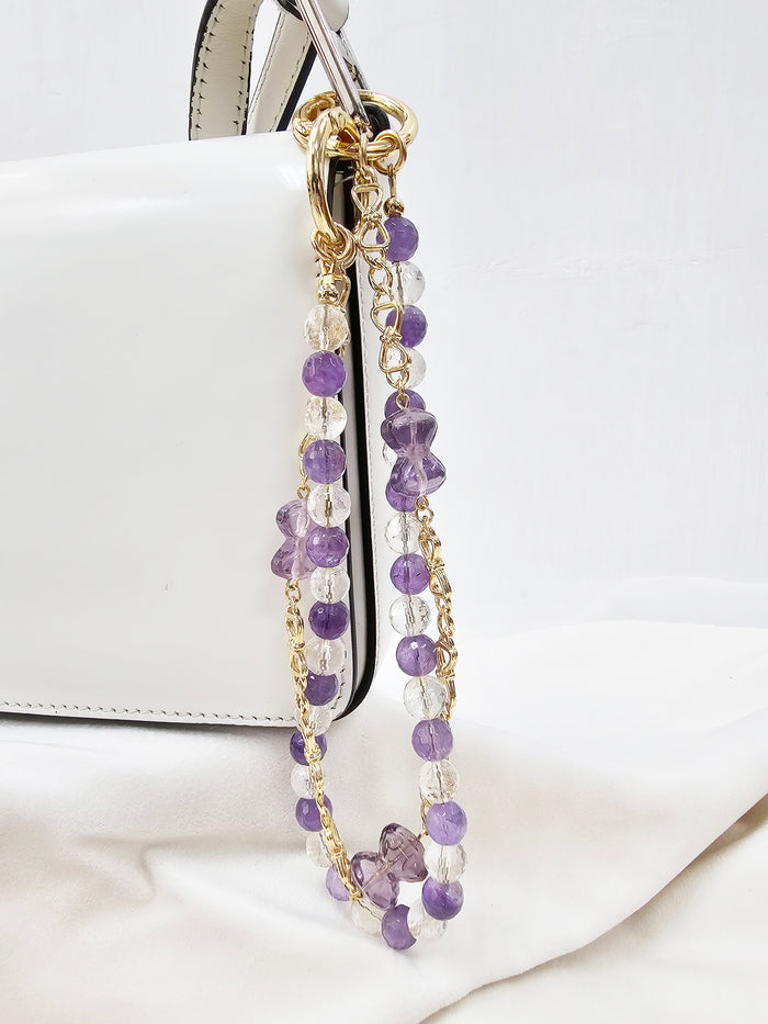 Amethyst And Quartz With Bowknot Amethyst Layers Bag Charm