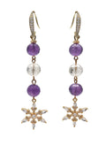 Amethyst And White Quartz With Snowflake Dangle Earrings QE013
