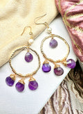 Amethyst Dangle Earrings KE026 - FARRA