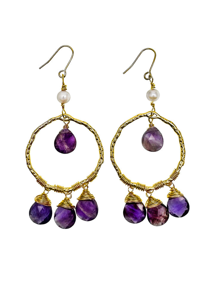 Amethyst Dangle Earrings KE026 - FARRA