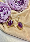 Amethyst Dangle Statement Earrings KE025 - FARRA
