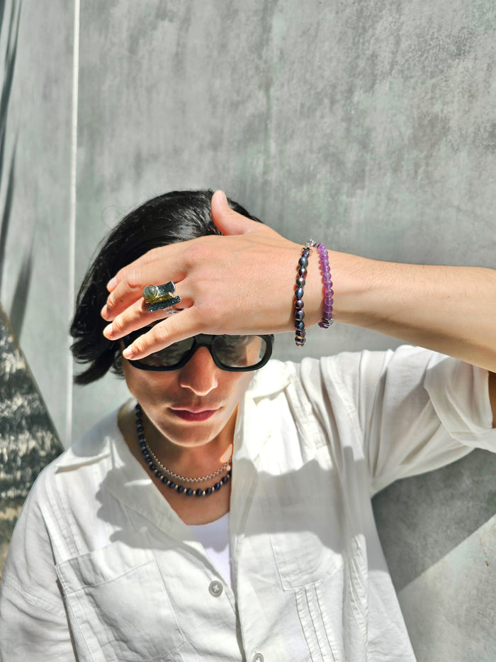 Amethyst Flexible Men's Bracelet MEB01