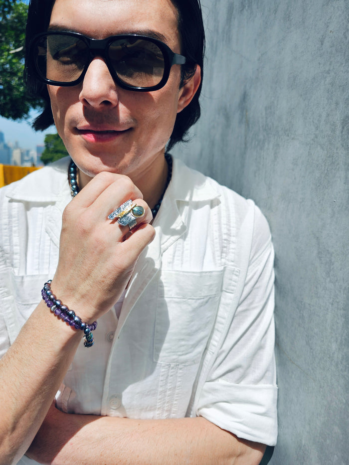Amethyst Flexible Men's Bracelet MEB01