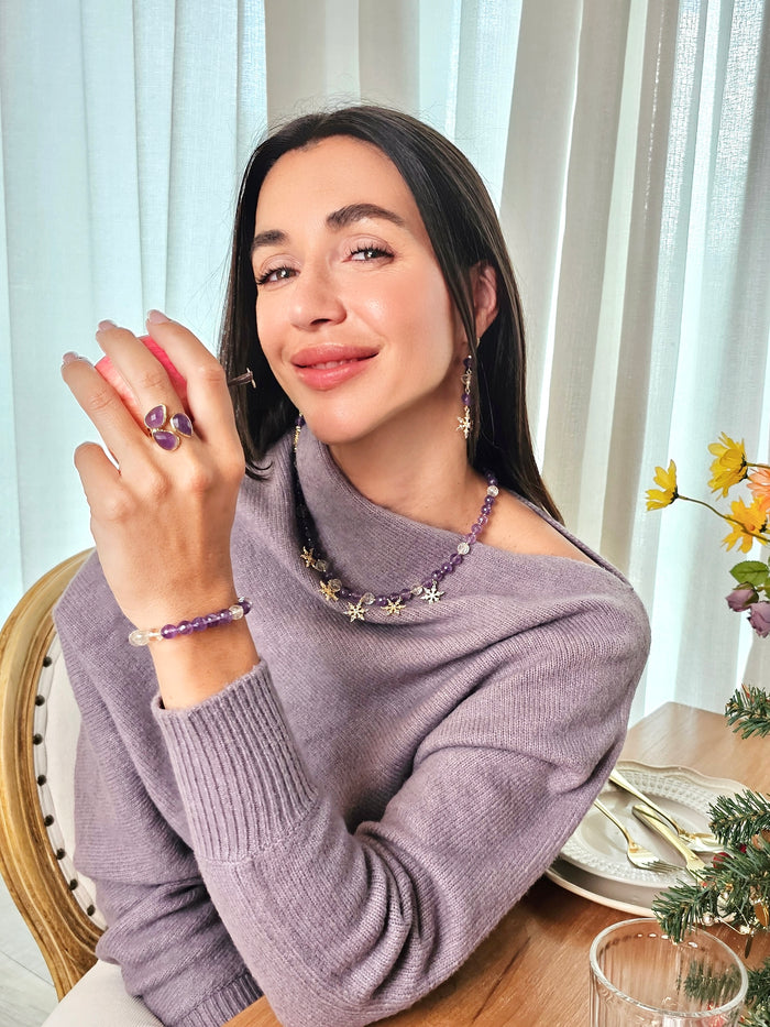 Amethyst Setting Adjustable Ring QR001