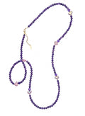 Amethyst Starnd With Leaves Long Necklace SN011