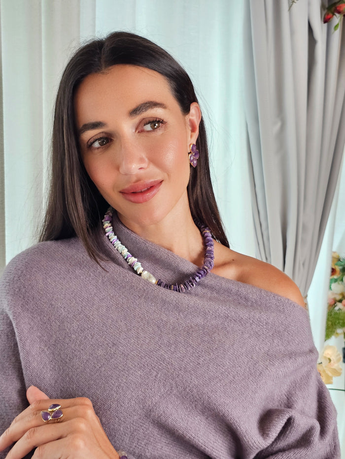Amethyst Statement Earrings QE015