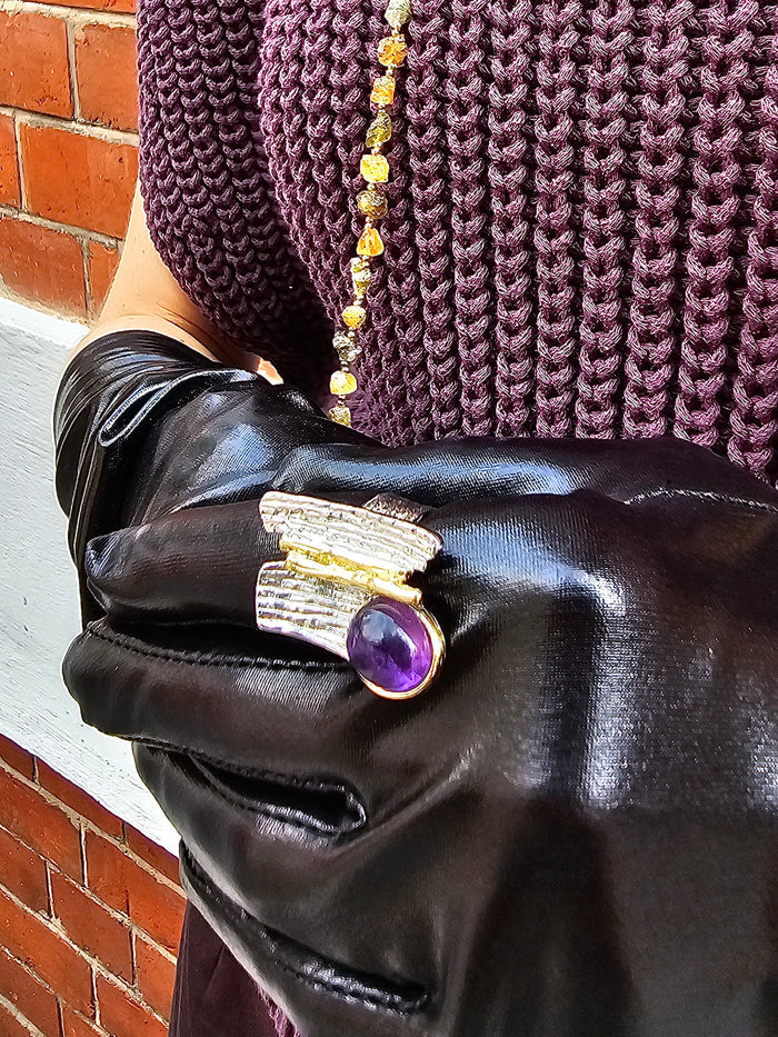 Amethyst Stone Statement Ring NR007