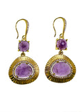 purple earing, lilac earing,Amethyst earing gold