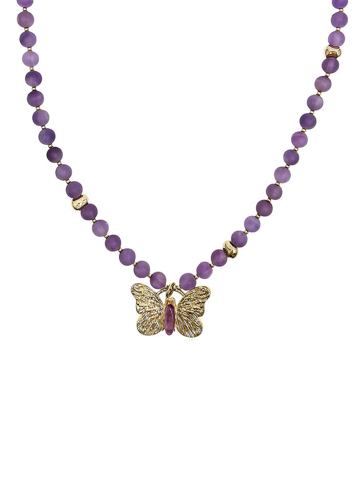 Amethyst With Butterfly Pendant Necklace PN010
