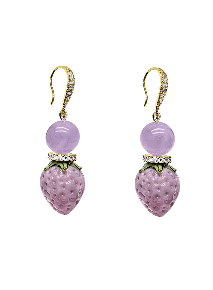 Amethyst With Purple Strawberry Earrings RE016