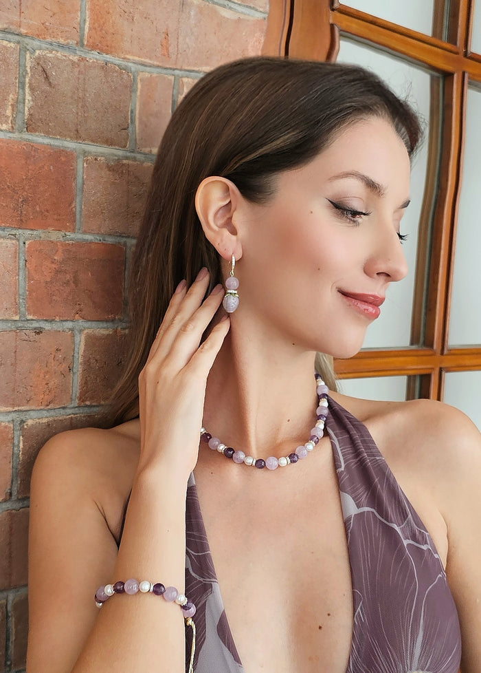 Amethyst With Purple Strawberry Earrings RE016