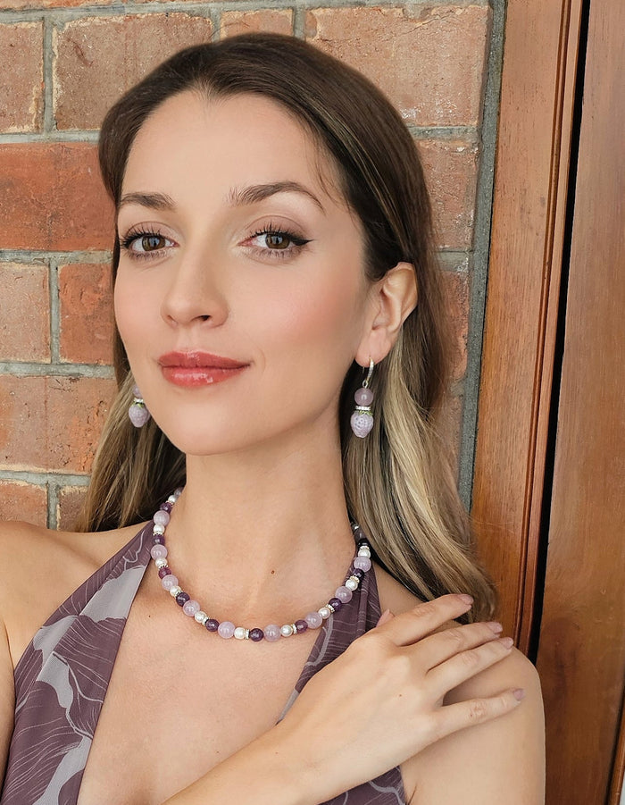 Amethyst With Purple Strawberry Earrings RE016