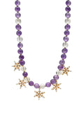 Amethyst With Snowflake Pendant Statement Necklace QN026