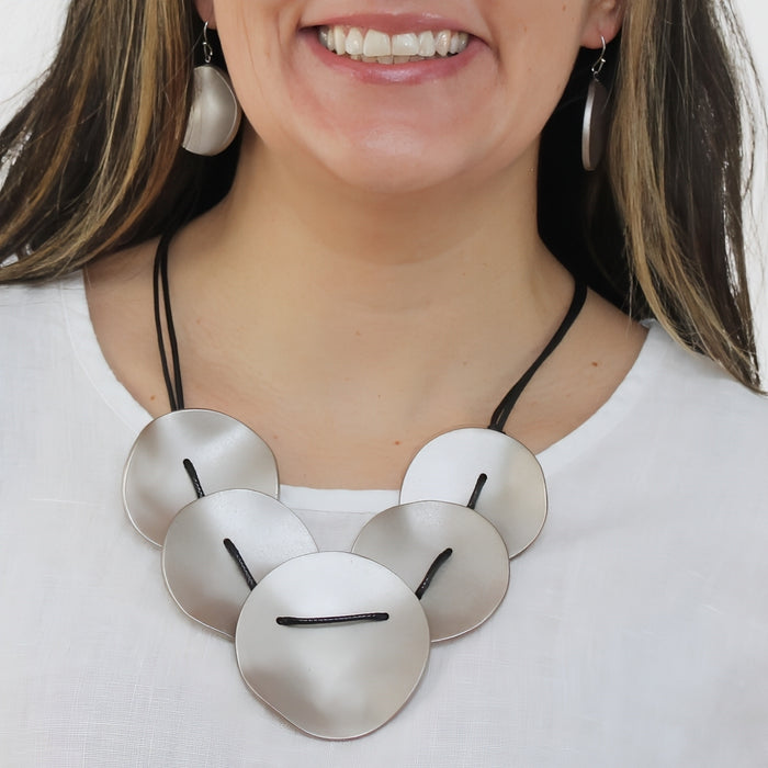 Antique Silver Opaline Drift Necklace - Sylca Designs - Chunky Jewelry