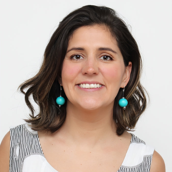 Aqua Ball Drop Earring - Sylca Designs - Chunky Jewelry
