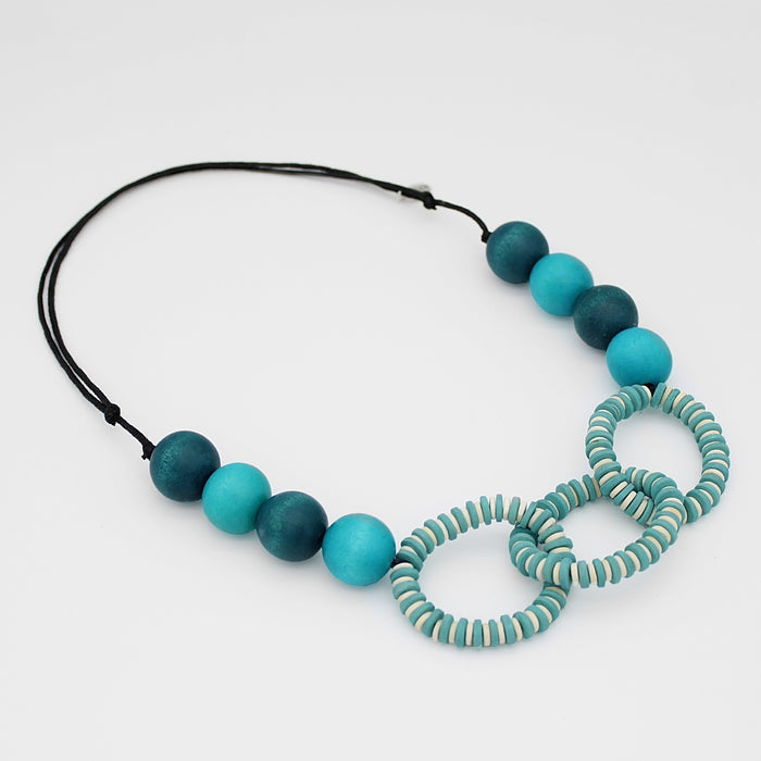 Aqua beaded Link Necklace - Sylca Designs - Chunky Jewelry