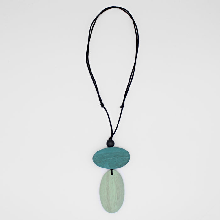 Aqua Double Bead Alaina Pendant - Sylca Designs - Chunky Jewelry