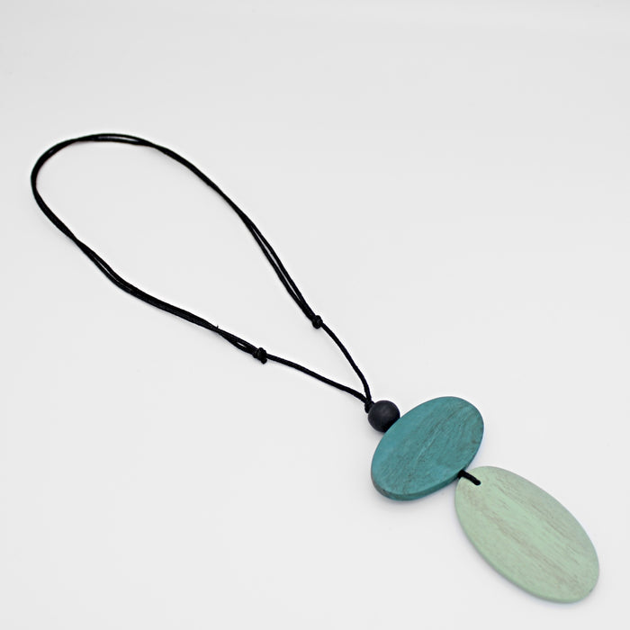 Aqua Double Bead Alaina Pendant - Sylca Designs - Chunky Jewelry