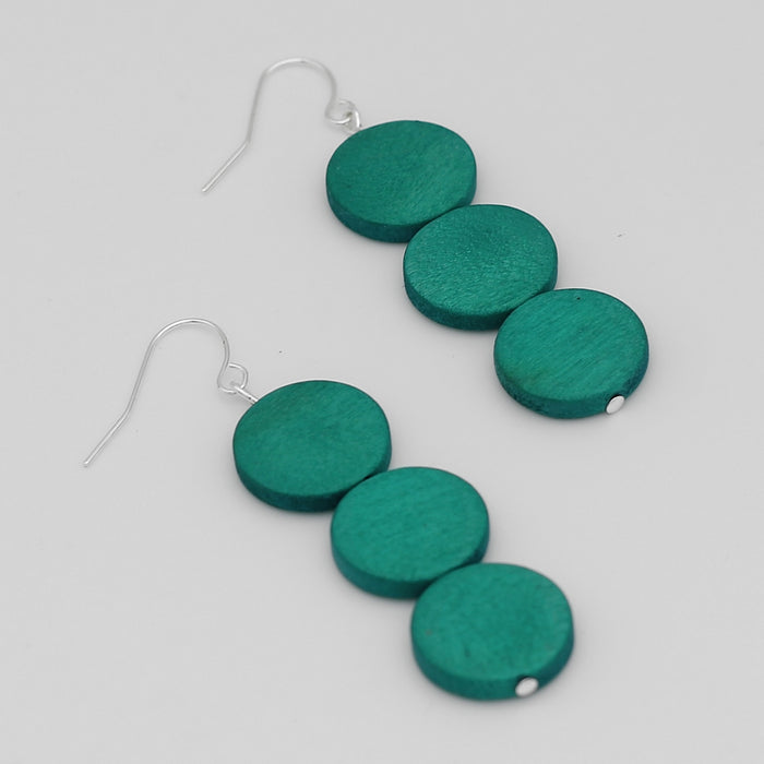 Aqua Triple Bead Kira Earring - Sylca Designs - Chunky Jewelry