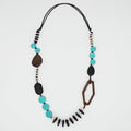 Aqua Wood Bead Gabby Necklace - Sylca Designs - Chunky Jewelry
