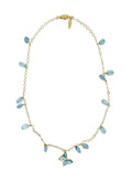 Aquamarine Charms with a Blue Butterfly Pendant Necklace LN027 - FARRA