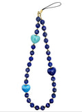 Artistic Lapis With Blue Ceramic Hearts Phone Strap PC026
