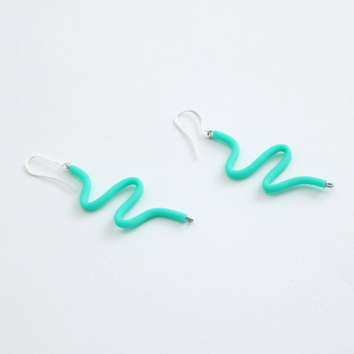 Artistic Rubber Tubing Naya Earrings Aqua - Sylca Designs - Chunky Jewelry