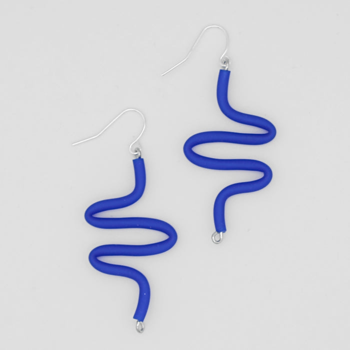 Artistic Rubber Tubing Naya Earrings Blue - Sylca Designs - Chunky Jewelry