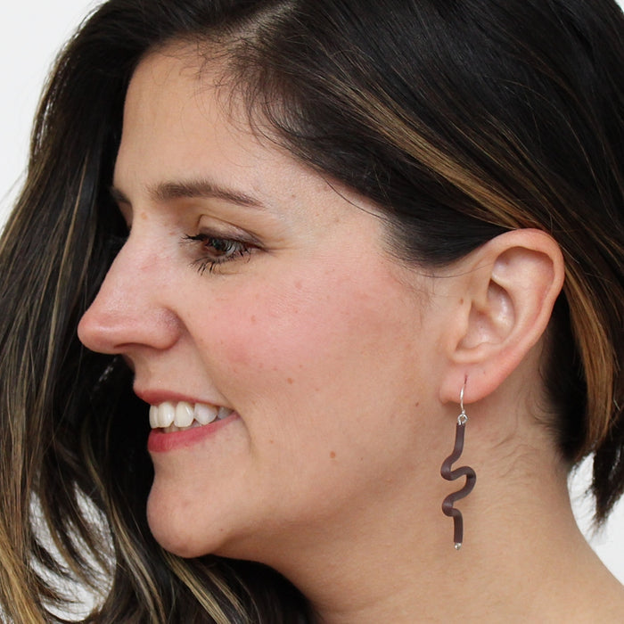 Artistic Rubber Tubing Naya Earrings Brown - Sylca Designs - Chunky Jewelry